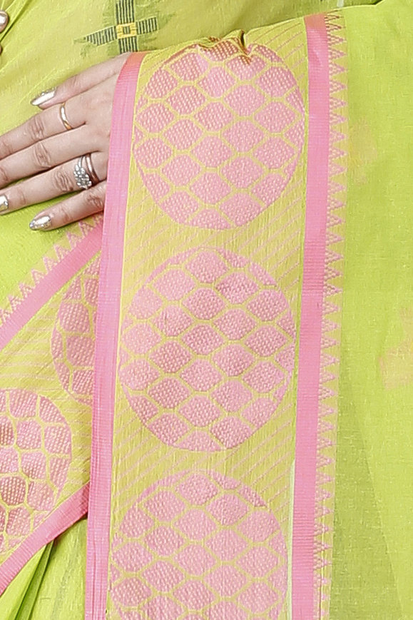 Green Pure Cotton Ananda Tant Saree (1077)